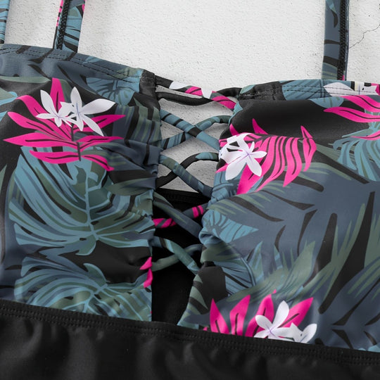 Damen Einteiler Badeanzug mit floralem Design und modernem Rückensystem R&B