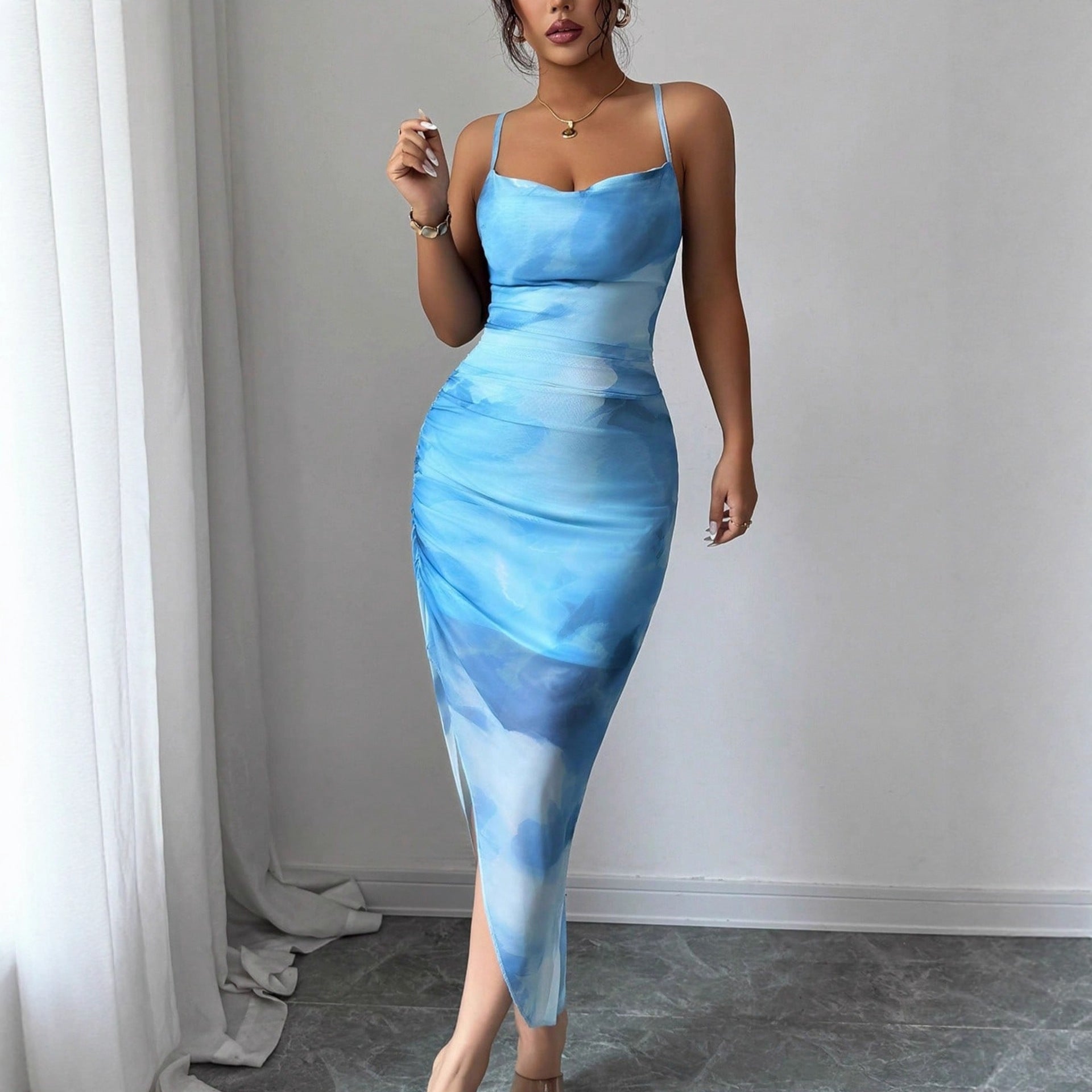 Damen Wickelkleid mit asymmetrischem Schnitt und raffinierten Rüschendetails R&B