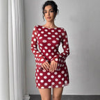 Damen nan figurbetontes transparentes Netz-Minikleid mit tiefem Rückenausschnitt und Punktmuster R&B
