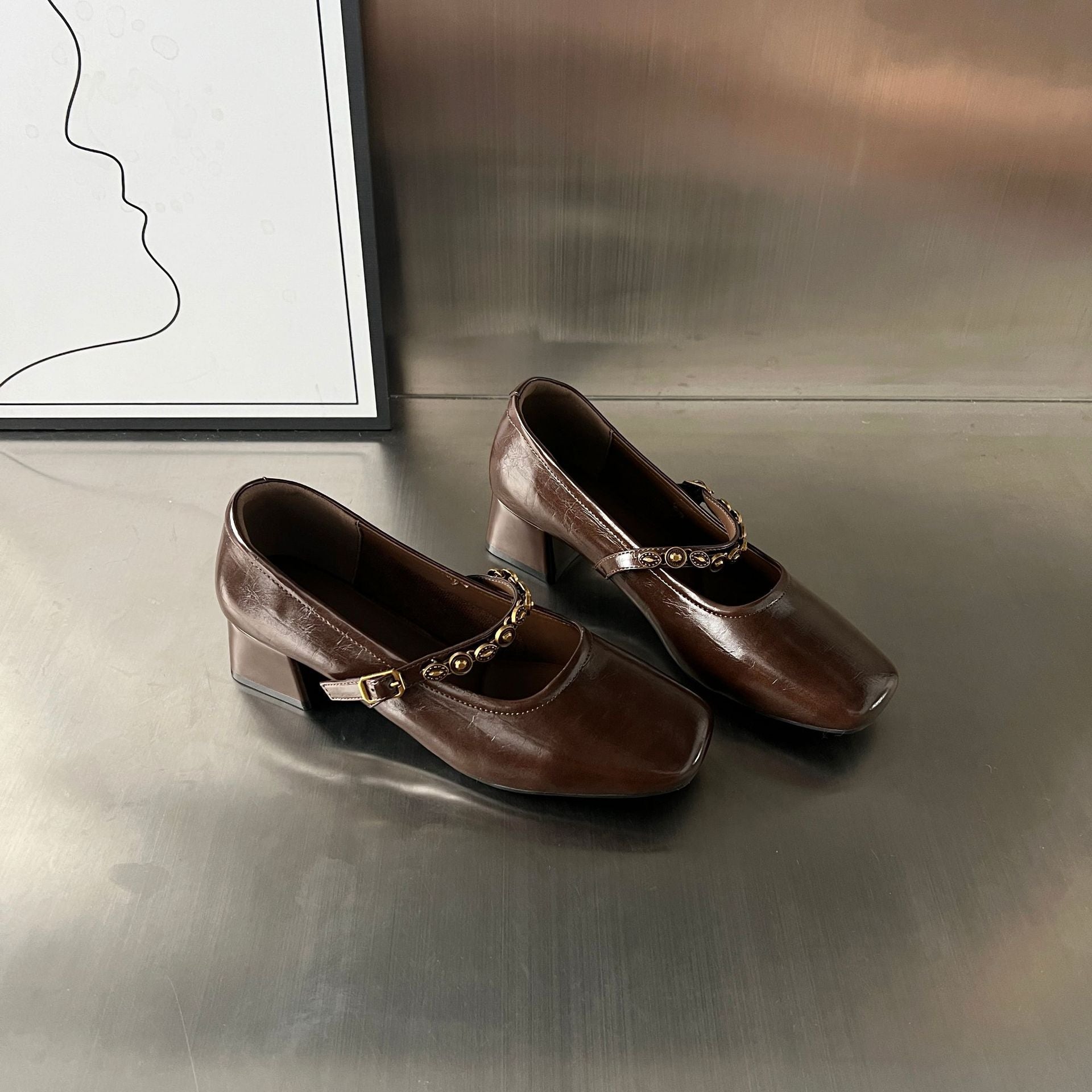 Damen Elegante Plateauschuhe mit dekorativen Schnallen und stabiler Blockabsatz R&B