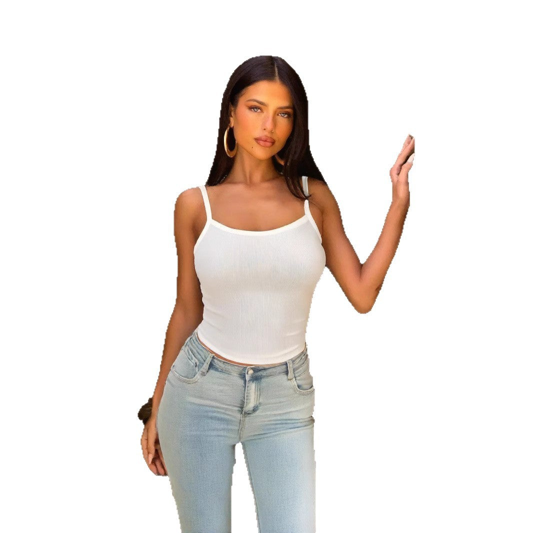 Damen Basic Tops mit verstellbaren Trägern und figurbetontem Schnitt R&B