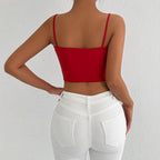 Damen Figurbetontes Crop-Top aus elastischem Material mit Spaghetti-Trägern