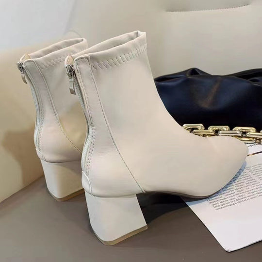 Damen High Heel Stiefeletten mit elegantem Reißverschluss und modischem Blockabsatz R&B