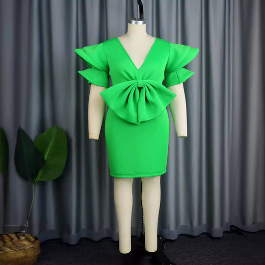 Damen Figurbetontes Kleid mit Voluminösem Schleifen-Detail R&B