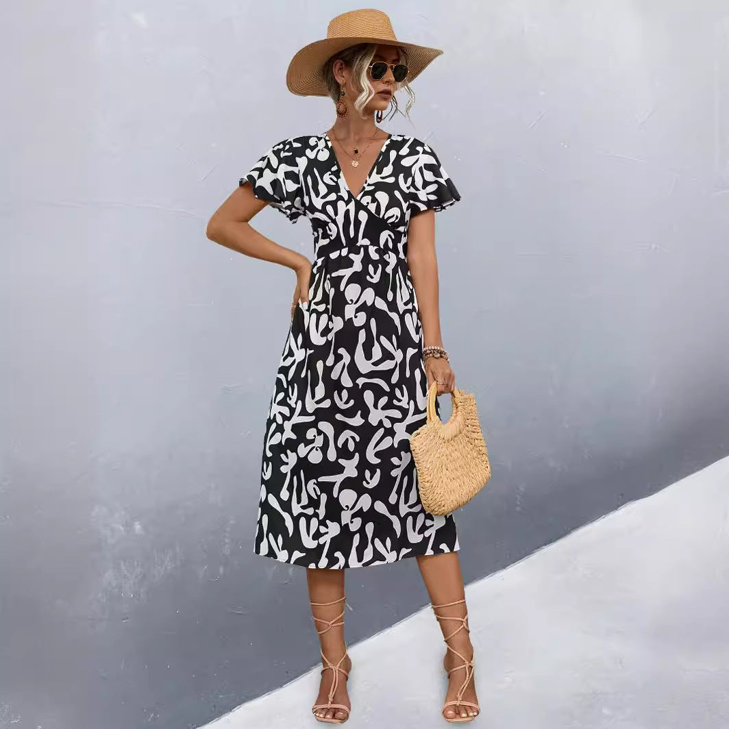 Damen Wickelkleid mit floralem Muster und eleganter Raffung R&B