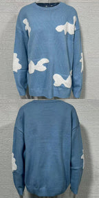 Damen lässiger Pullover mit wolkenartigen Mustern R&B