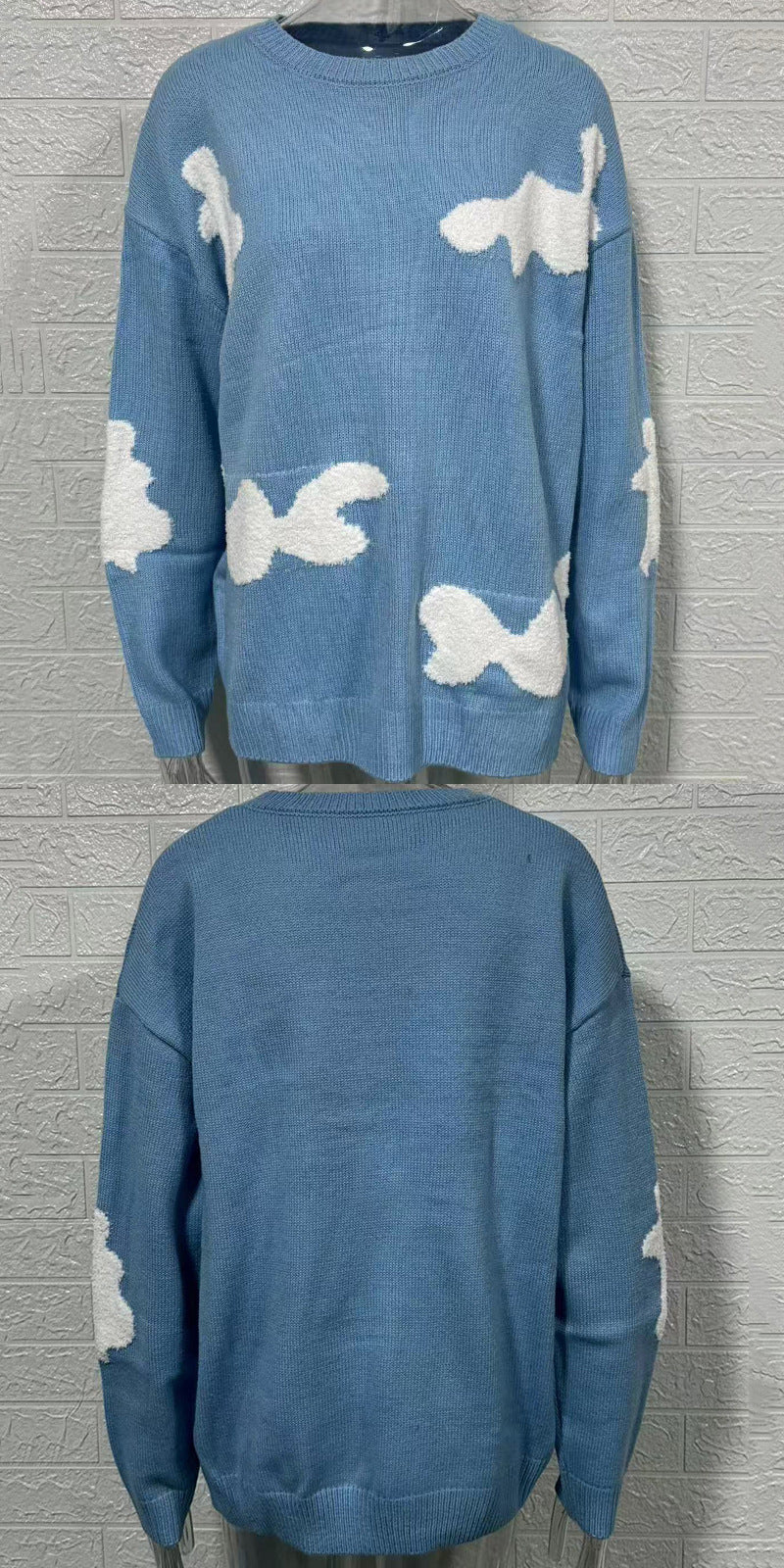 Damen lässiger Pullover mit wolkenartigen Mustern R&B