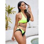 Damen Triangel-Bikini mit asymmetrischem Design und modischen BindR&Bändern R&B