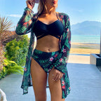 Damen Badeanzug mit floralem Kimono
