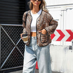 Damen Mit Leopard-Print verzierte Freizeitjacke R&B