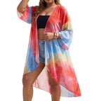 Damen transparenter Strandkimono mit trendigem Ombre-Design R&B