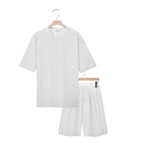 Damen Freizeit-Set mit strukturiertem T-Shirt und Shorts R&B