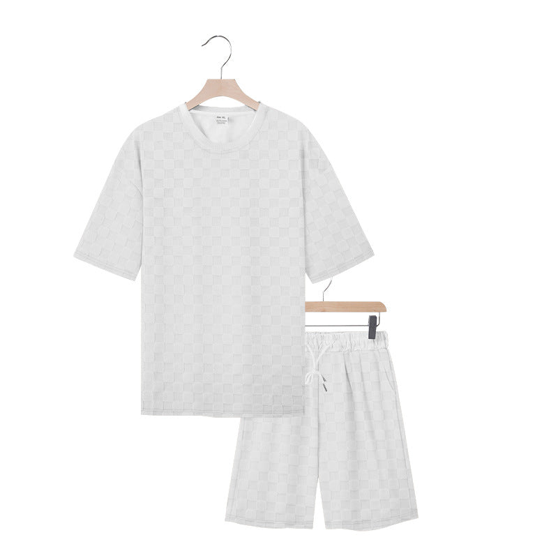 Damen Freizeit-Set mit strukturiertem T-Shirt und Shorts R&B