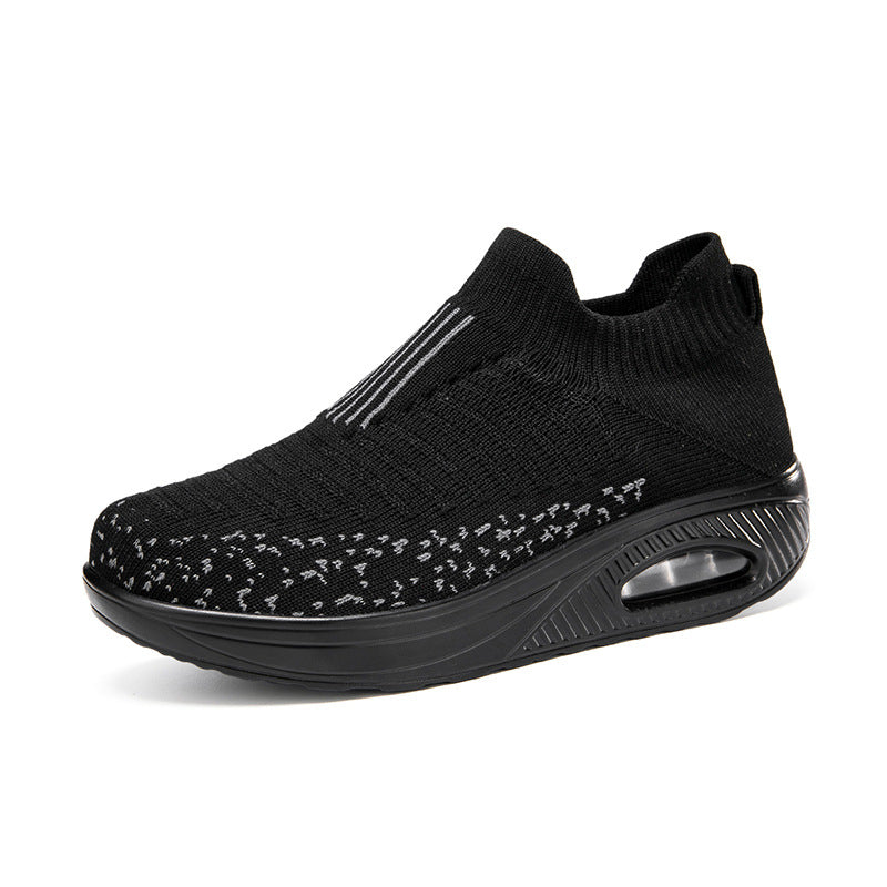 Damen nan gestrickter Schlupf-Walking-Sneaker mit anatomischer Pronationsstütze, Luftpolster-Zwischensohle und sockenähnlichem Schaft R&B
