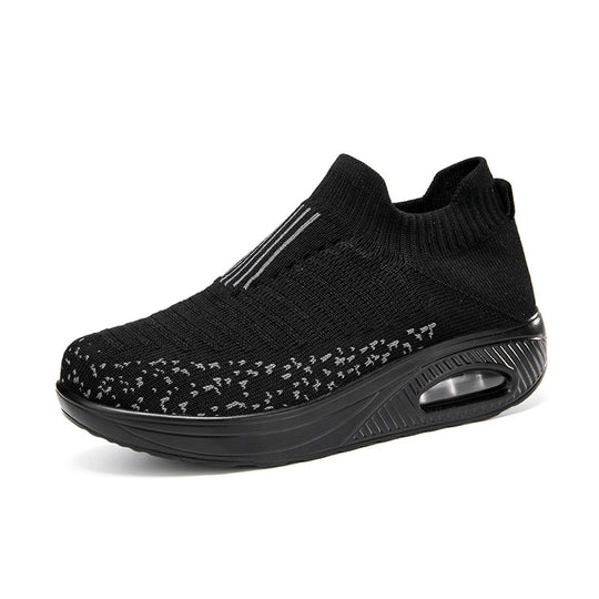 Damen nan gestrickter Schlupf-Walking-Sneaker mit anatomischer Pronationsstütze, Luftpolster-Zwischensohle und sockenähnlichem Schaft R&B