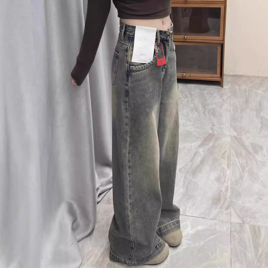 Damen weite High-Waist Jeans mit angenehmem Tragekomfort und modischem Vintage-Look R&B