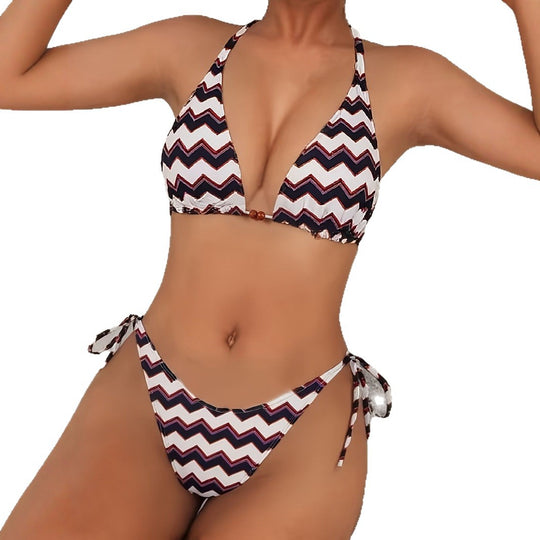 Damen Triangel-Bikini mit stylischem Wellenmuster R&B