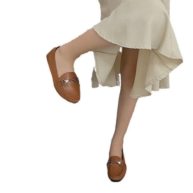 Damen Mokassin-Slipper mit modischen goldenen Akzenten R&B