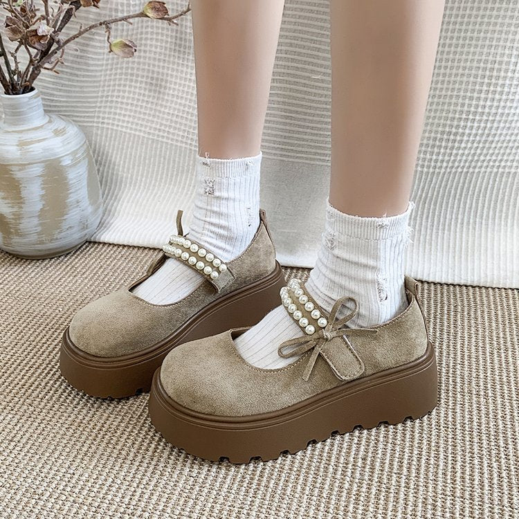 Damen Bequeme und elegante Ballerinas mit Perlenriemen R&B