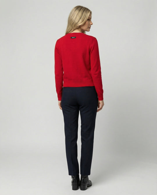 Damen Strickjacke aus Wollmischung in festlichem Rot