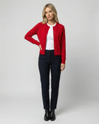 Damen Strickjacke aus Wollmischung in festlichem Rot