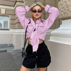 Damen Oversized Hemdjacke mit strukturiertem Design und gestreiften Muster R&B