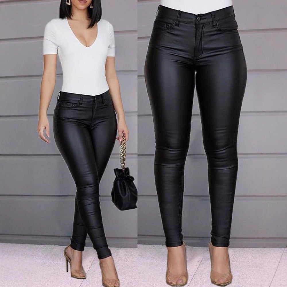 Damen Hochwertige Kunstlederhose R&B