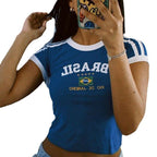 Damen Sportliches T-Shirt mit Brasil-Motiv und sportlichem Schnitt R&B