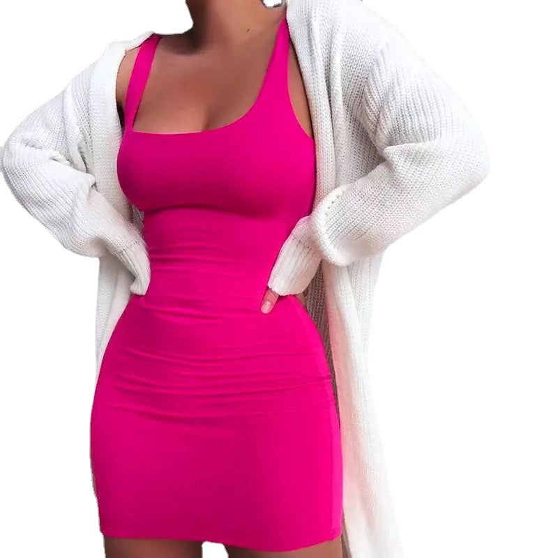 Damen Bodycon Minikleid mit breiten Trägern und taillierter Silhouette R&B