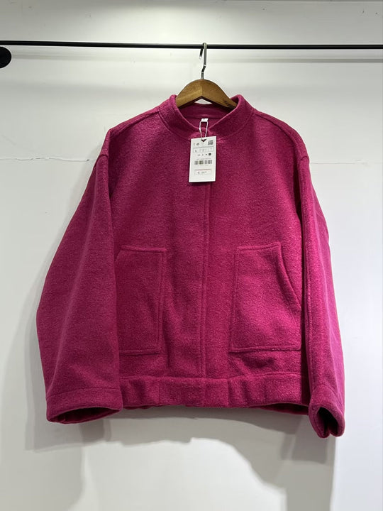 Damen gemütliche und stylische Fleecejacke mit großen aufgesetzten Taschen R&B