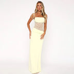 Damen Elegantes Maxikleid mit Spitzeneinsätzen und verstellbaren Trägern R&B