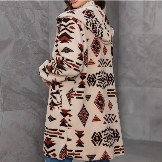 Damen Plüschjacke mit Ethno-Muster R&B
