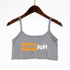 Damen Crop-Top mit modernen Schriftzügen und verstellbaren Trägern R&B