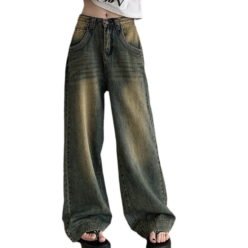 Damen Weite Jeans im lässigen Vintage-Stil mit hohem Bund R&B