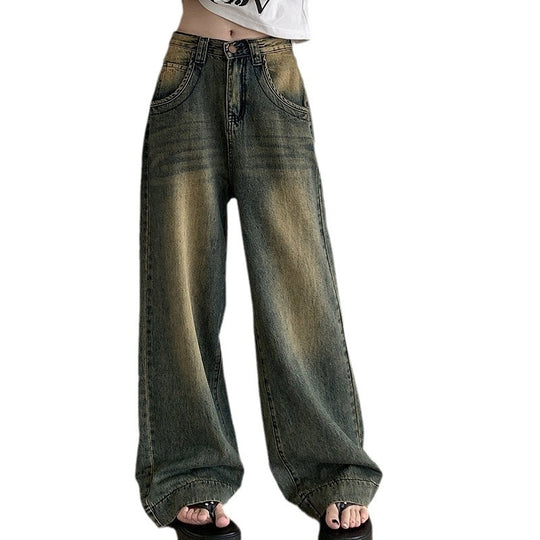 Damen Weite Jeans im lässigen Vintage-Stil mit hohem Bund R&B