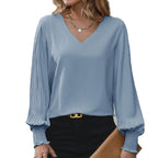 Damen Bluse mit V-Ausschnitt und raffinierter Rüschendetail R&B