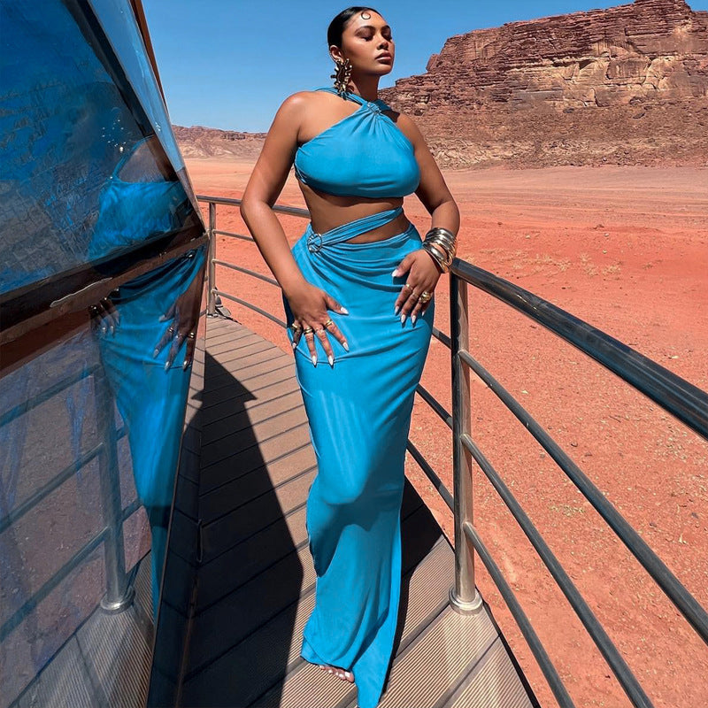 Damen Elegantes Wickelkleid mit schulterfreiem Design und figurbetontem Schnitt R&B