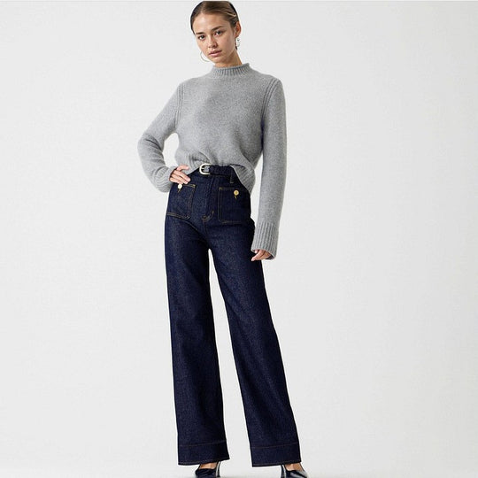 Damen Weite Komfortable Jeans mit hohen Bund R&B