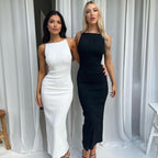 Damen Maxikleid im eleganten Wellenmuster mit Spaghettiträgern R&B