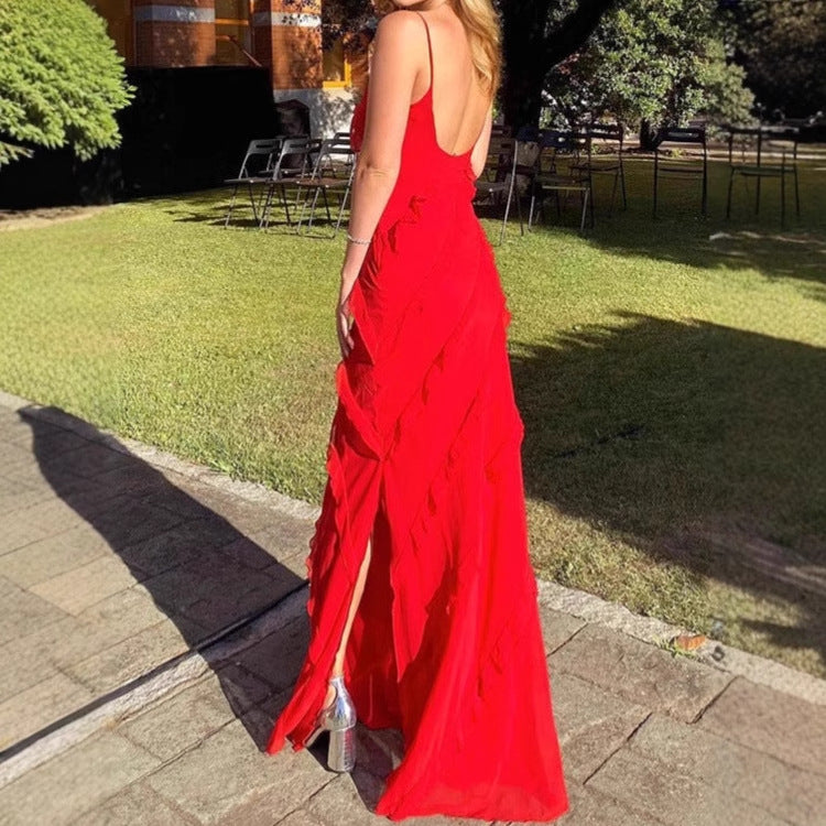 Damen Elegantes Maxikleid mit raffinierten Rüschendetails R&B