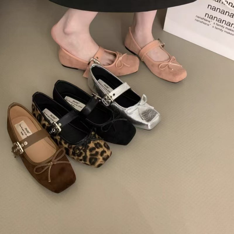 Damen Ballerinas mit verstellbarem Riemen und elegantem Schleifendetail R&B