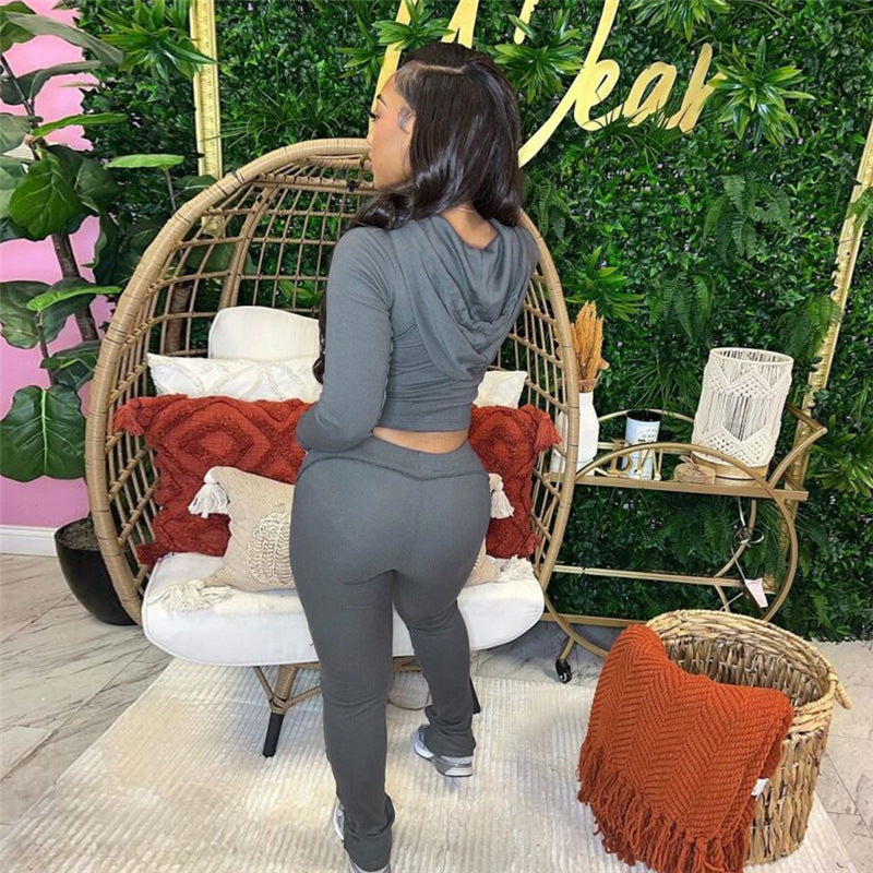 Damen Sportliches Jogginganzug-Set mit figurbetontem Schnitt und praktischen Taschen R&B