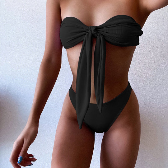 Damen Bandeau-Bikini mit Schleifen-Detail R&B