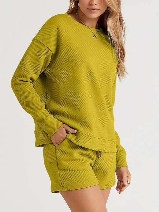Damen Casual Sweatshirt und Shorts Set R&B