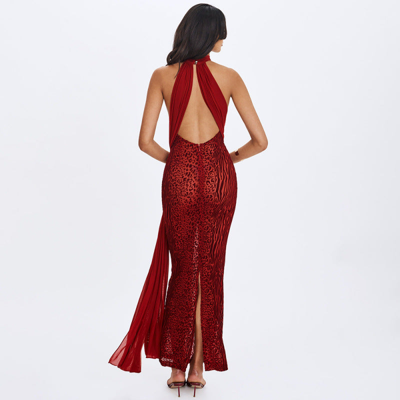 Damen Maxikleid mit aufregendem Wickeldesign und elegantem Halterkragen R&B