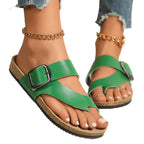 Damen Verstellbare Schnalle Zehentrenner Sandalen mit Korkfußbett Heidi-Mode