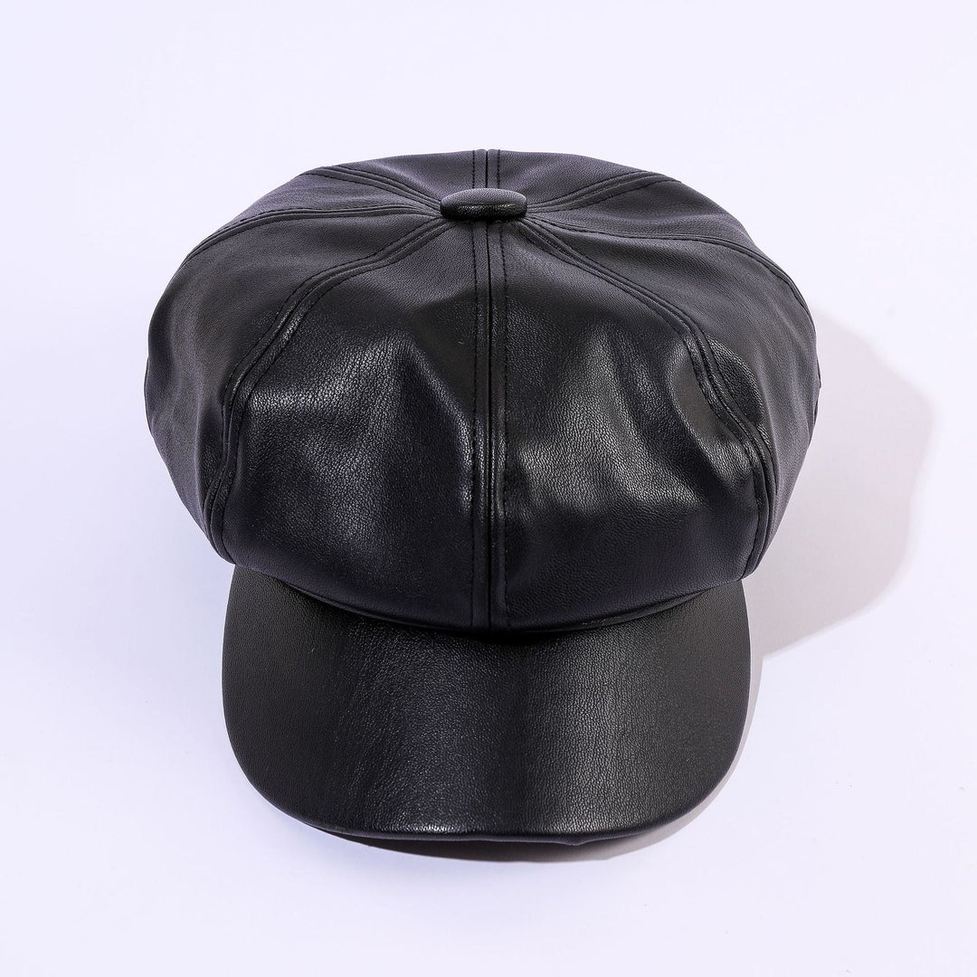 Damen Leder-Baker Boy Cap mit Klassischem Design R&B