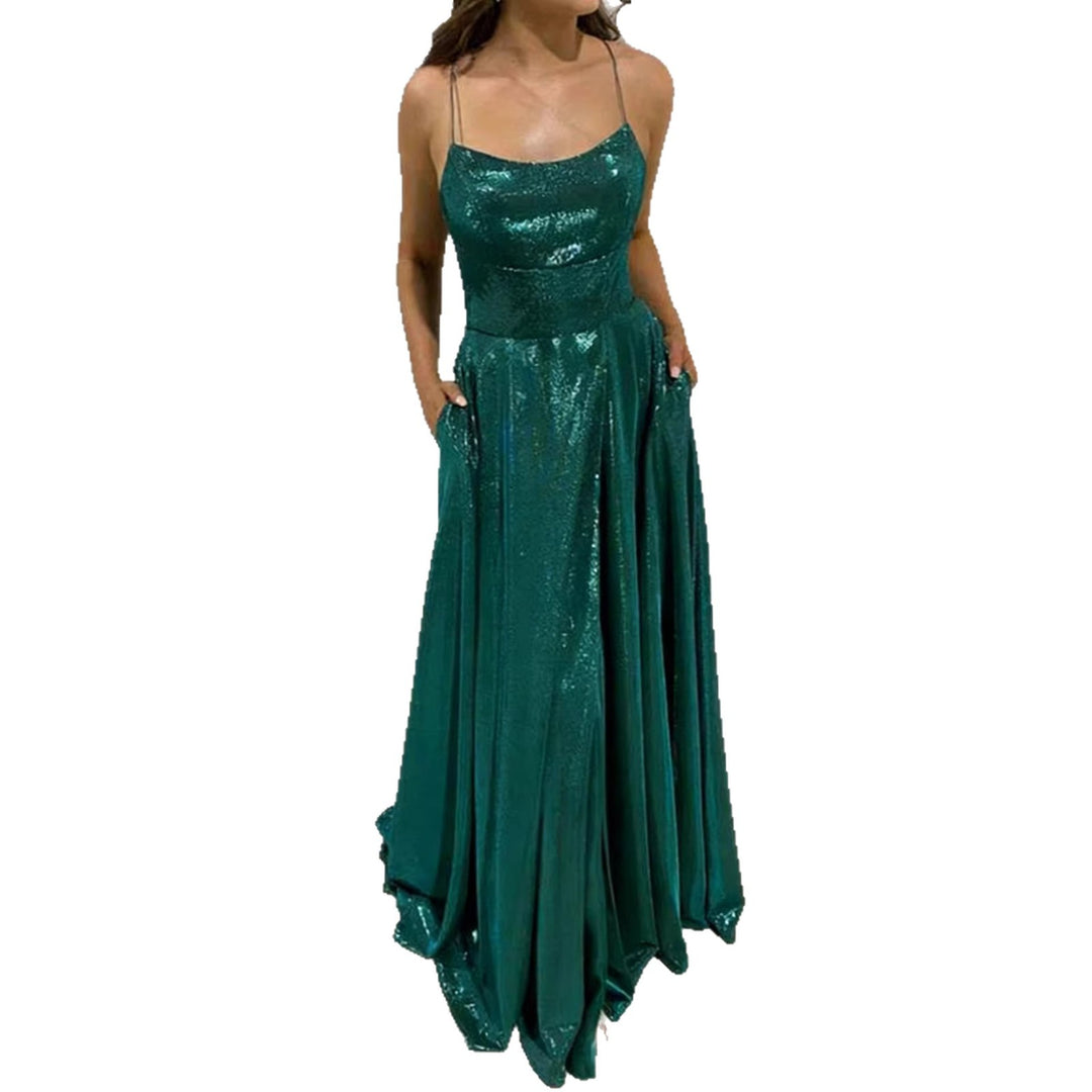 Damen Glamouröses Abendkleid mit funkelndem Satin und schwingendem Rock R&B