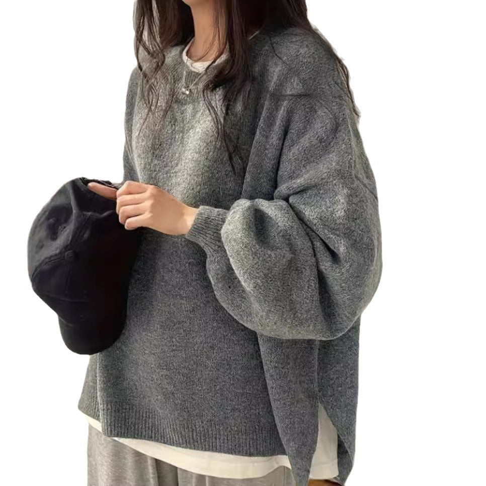 Damen Oversized Strickpullover mit eleganten Puffärmeln und modernem Design R&B
