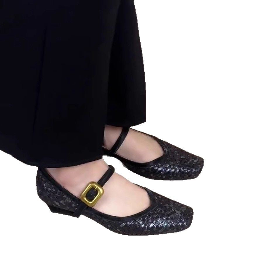 Damen Ballerina-Schuhe mit elegantem Riemchen und hochwertiger Lederoberfläche R&B